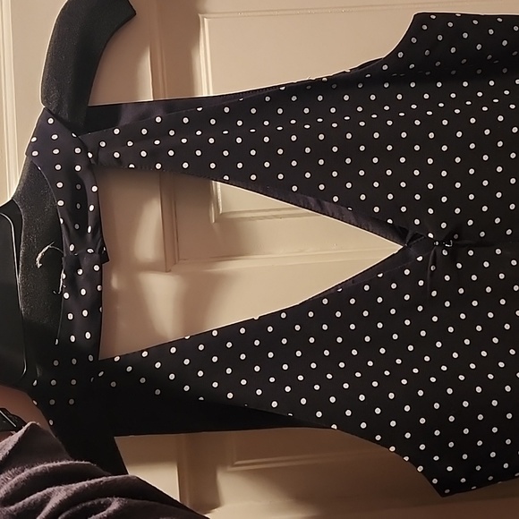 Polka Dot Swing Halter Faux Wrap Dress - Picture 6 of 7